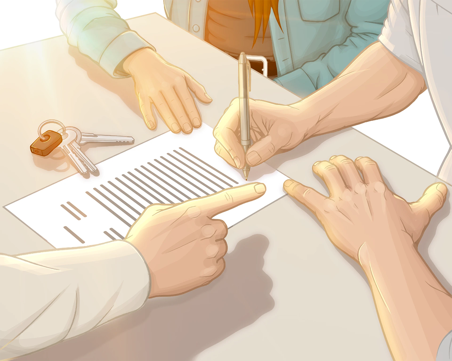 Caution locative : l'alternative à Visale — Jeune locataire signant un bail dans une agence immobilière