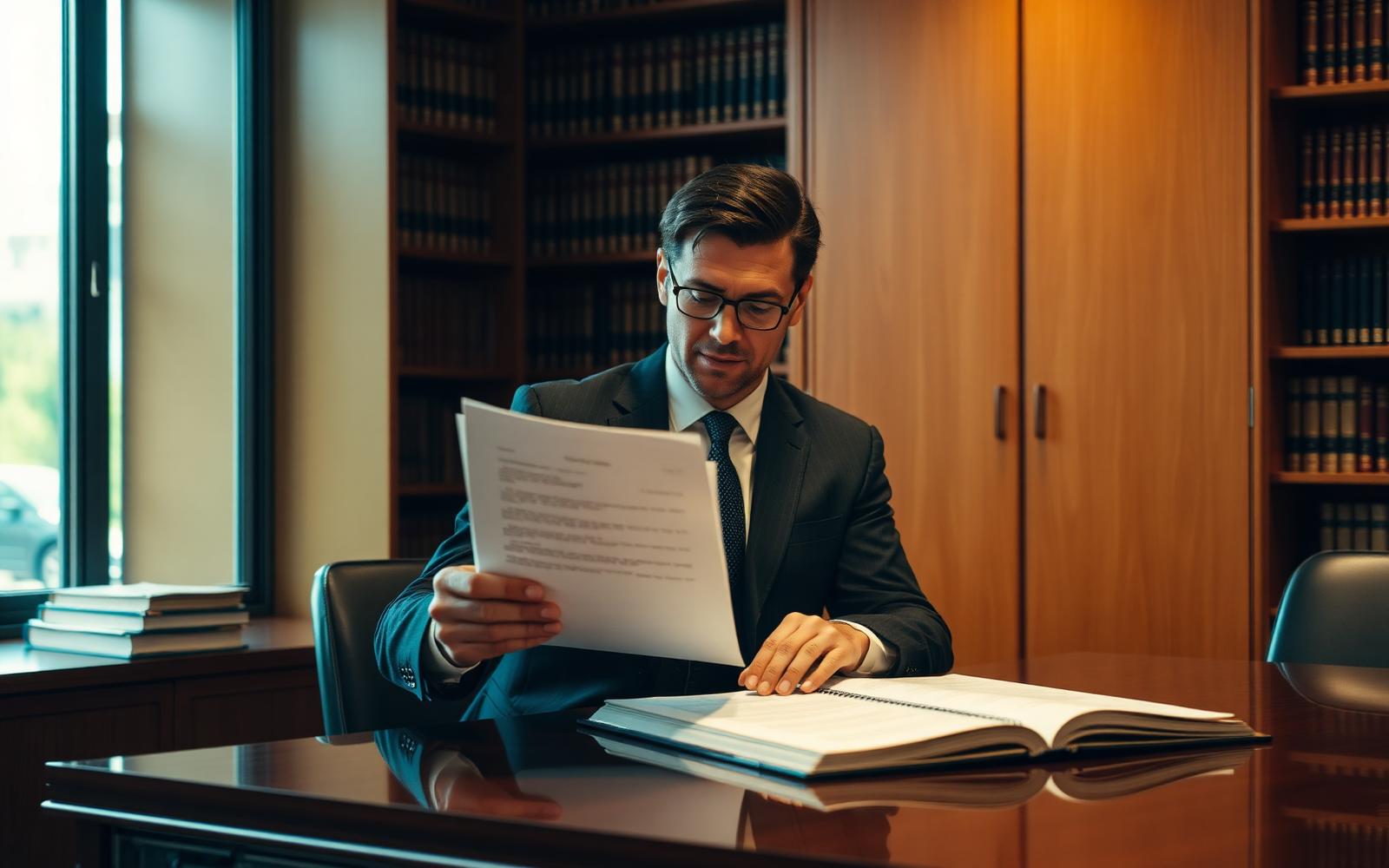 Protection juridique professionnelle — Avocat conseil et dirigeant échangeant des documents juridiques