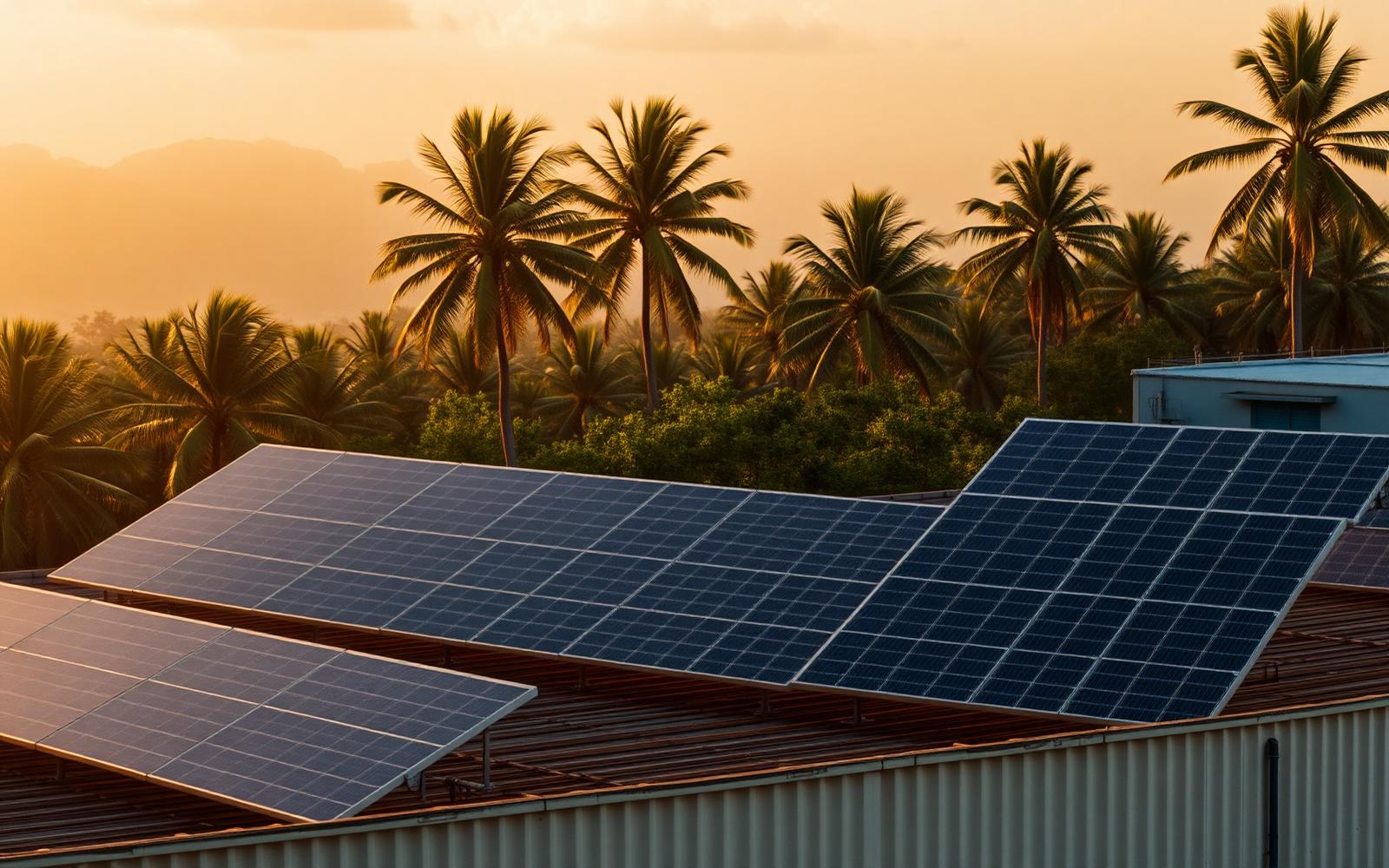 Girardin industriel : réduction d'impôt one-shot — Panneaux solaires installés sur un toit industriel en outre-mer
